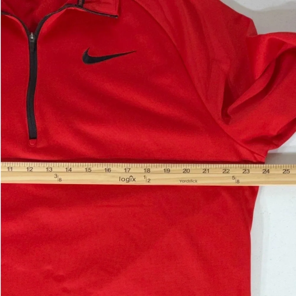 Nike Fleece Pullover XL Red Dri-FIT 1/4 Zip Athletic Activewear Performance READ